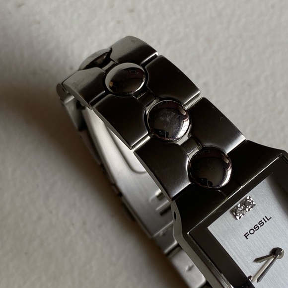 Fossil Arkitekt Diamond Tank Watch Woman Rectangle Silver Bracelet FS-2844 - Picture 3 of 12